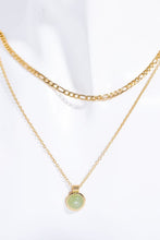 Load image into Gallery viewer, Copper 14K Gold Pleated Round Shape Aventurine Pendant Necklace