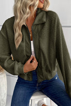 Load image into Gallery viewer, Zip-Up Sherpa Collared Neck Jacket with Pockets