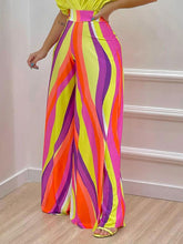 Load image into Gallery viewer, Printed Surplice Top and Wide Leg Pants Set