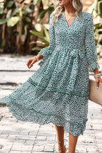 Load image into Gallery viewer, Leopard Surplice Tie Belt Slit Dress