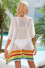 Load image into Gallery viewer, Rainbow Stripe Openwork Slit Cover-Up