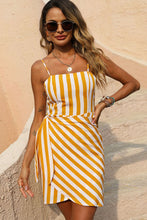 Load image into Gallery viewer, Striped Spaghetti Strap Tied Mini Dress