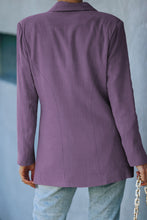 Load image into Gallery viewer, Double-Breasted Padded Shoulder Blazer with Pockets