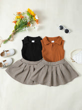 Load image into Gallery viewer, Baby Girl Ribbed Sleeveless Top and Plaid Skirt Set
