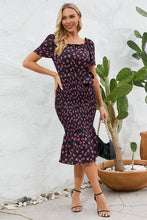 Load image into Gallery viewer, Frill Printed Tie Waist Midi Dress