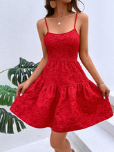 Load image into Gallery viewer, Textured Spaghetti Strap Cutout Dress