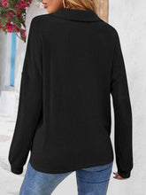 Load image into Gallery viewer, Half Button Collared Neck Long Sleeve Top