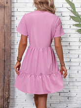 Load image into Gallery viewer, Short Sleeve Buttoned Tiered Dress