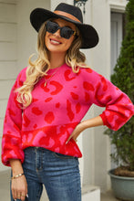 Load image into Gallery viewer, Leopard Round Neck Dropped Shoulder Sweater