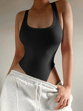 Load image into Gallery viewer, Square Neck Open Back Ribbed Sleeveless Bodysuit