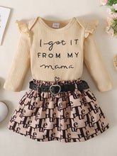 Load image into Gallery viewer, Baby Girl Ribbed Long Sleeve Top and Printed Skirt Set