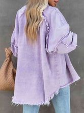 Load image into Gallery viewer, Button Down Raw Hem Denim Jacket