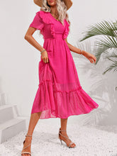 Load image into Gallery viewer, Swiss Dot Ruffled Short Sleeve Dress