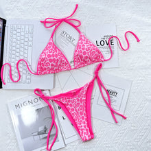Load image into Gallery viewer, Leopard Print Halter Neck Tie Side Bikini Set