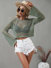 Load image into Gallery viewer, Openwork Flare Sleeve Cropped Cover Up