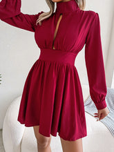 Load image into Gallery viewer, Cutout Turtleneck A-Line Mini Dress