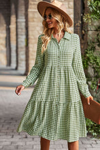 Load image into Gallery viewer, Collared Neck Long Sleeve Midi Dress