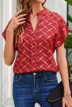 Load image into Gallery viewer, Printed Notched Short Sleeve Blouse