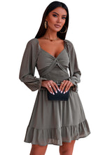 Load image into Gallery viewer, Smocked Long Flounce Sleeve Ruffle Hem Dress
