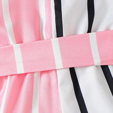 Load image into Gallery viewer, Striped Two-Tone Short Sleeve Tie Waist Romper