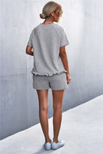Load image into Gallery viewer, Raglan Sleeve Ruffle Hem Top and Shorts Set with Pockets