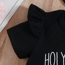 Load image into Gallery viewer, Baby Girl Graphic Ruffled Bodysuit and Cow Print Shorts Set