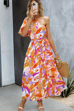 Load image into Gallery viewer, Printed One-Shoulder Tie Belt Maxi Dress