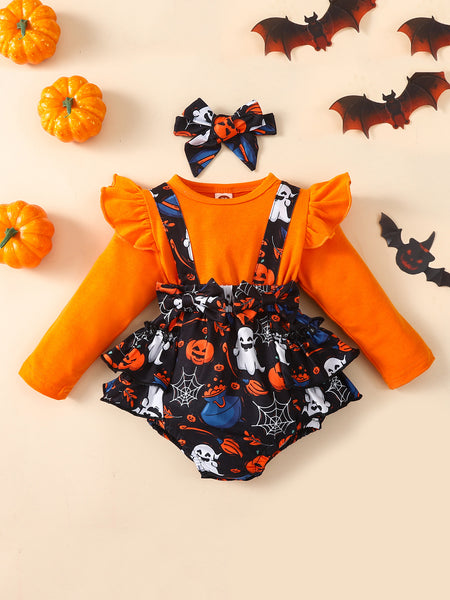 Baby Printed Round Neck Long Sleeve Bodysuit