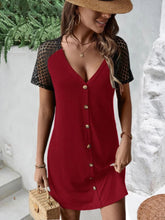 Load image into Gallery viewer, Buttoned V-Neck Raglan Sleeve Dress