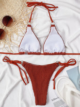 Load image into Gallery viewer, Textured Halter Neck Tie Side Bikini Set
