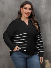 Load image into Gallery viewer, Plus Size Striped V-Neck Sweater