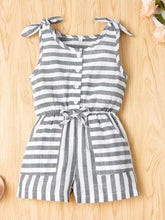 Load image into Gallery viewer, Striped Sleeveless Drawstring Romper