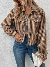 Load image into Gallery viewer, Houndstooth Collared Neck Button Up Jacket