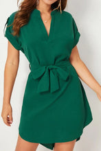 Load image into Gallery viewer, Tied Notched Short Sleeve Dress