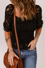 Load image into Gallery viewer, Lace Smocked Flounce Sleeve Blouse