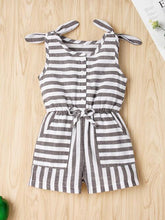 Load image into Gallery viewer, Striped Sleeveless Drawstring Romper