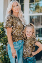 Load image into Gallery viewer, Women Leopard Short Flounce Sleeve Tee
