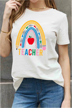 Load image into Gallery viewer, Simply Love Full Size TEACHER Rainbow Graphic Cotton Tee