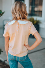Load image into Gallery viewer, Girls Contrast Peter Pan Collar Short Sleeve Top