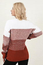 Load image into Gallery viewer, Color Block Round Neck Long Sleeve Sweater