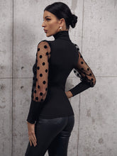 Load image into Gallery viewer, Buttoned Lantern Sleeve Turtle Neck Blouse