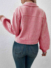 Load image into Gallery viewer, Houndstooth Collared Neck Button Up Jacket