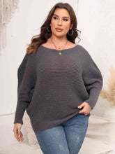 Load image into Gallery viewer, Full Size Boat Neck Batwing Sleeve Sweater