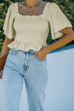 Load image into Gallery viewer, Smocked Frill Trim Peplum Top
