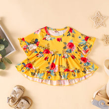 Load image into Gallery viewer, Baby Girl Floral Round Neck Top and Lace Trim Distressed Jeans Set