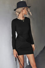 Load image into Gallery viewer, Twist Front Ruched Long Sleeve Mini Dress