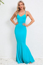 Load image into Gallery viewer, Crisscross Spaghetti Strap Fishtail Dress