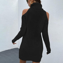 Load image into Gallery viewer, Cold Shoulder Turtleneck Sweater Dress
