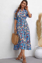 Load image into Gallery viewer, Floral Notched Neck Half Sleeve Dress
