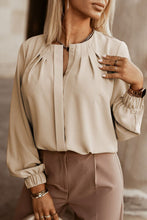 Load image into Gallery viewer, Button Up Round Neck Long Sleeve Shirt